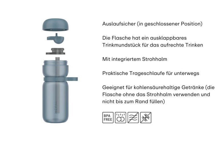 Mepal Frost Blue Sportflasche Flip 600 Ml - Bild 4
