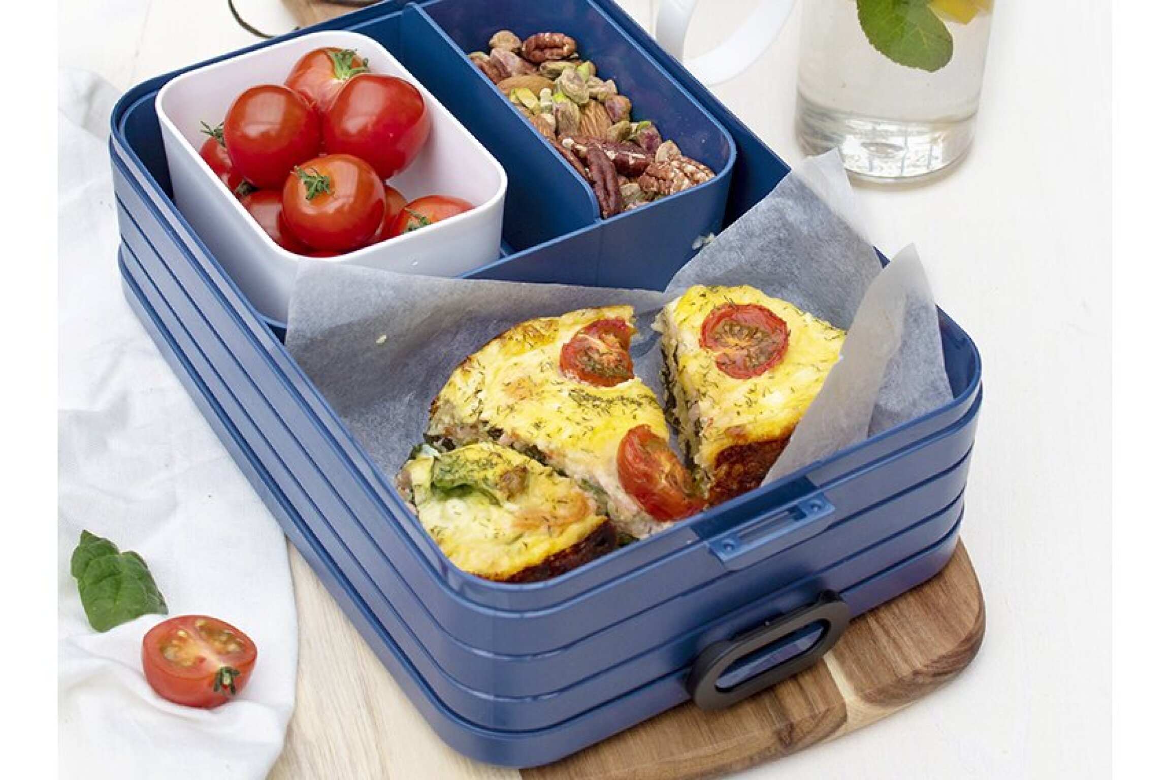 bento lunchbox take a break large - nordic denim