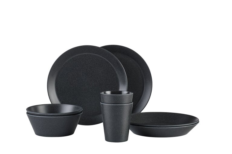 serviesset-bloom-8-delig-pebble-black