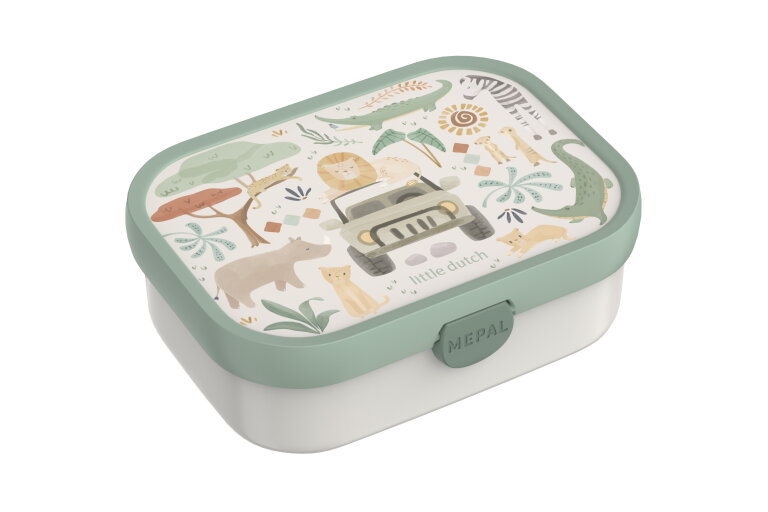 Mepal Lunchbox Campus Little Dutch - 750 ml - Broodtrommel met vakjes voor kinderen - Geschikt voor 4 boterhammen - Safari Friends
