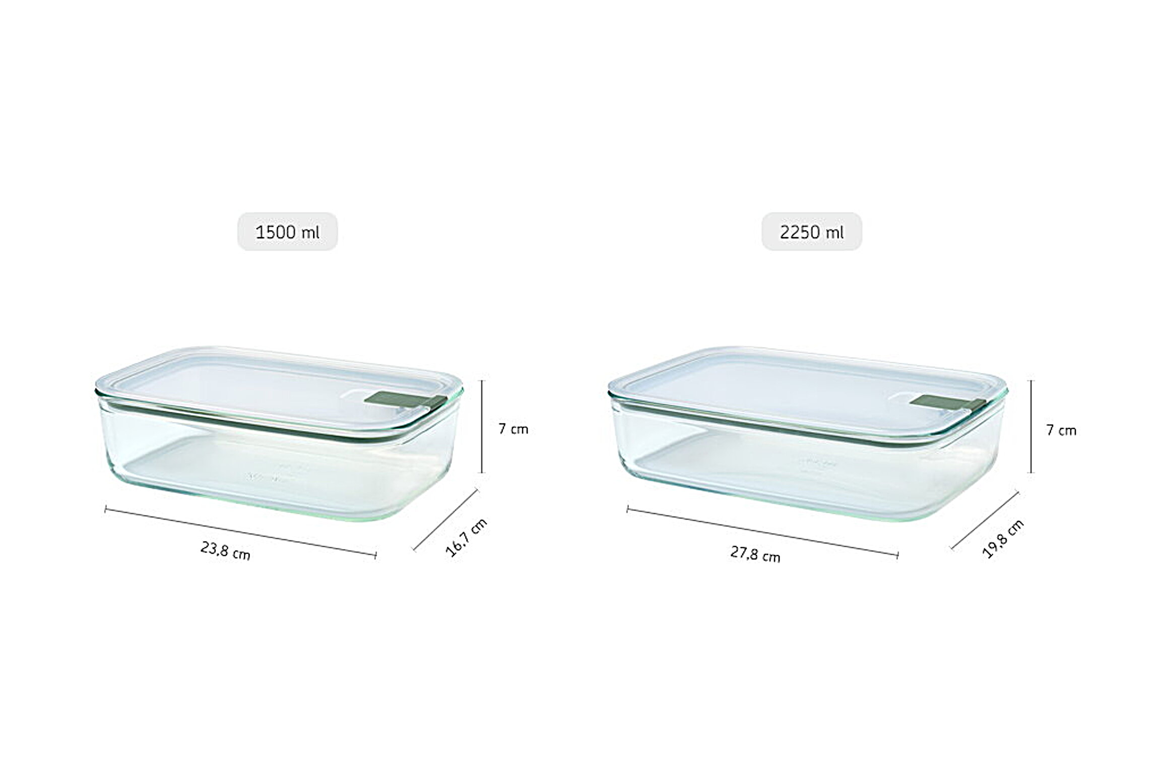 Glass food storage box EasyClip 1500 ml